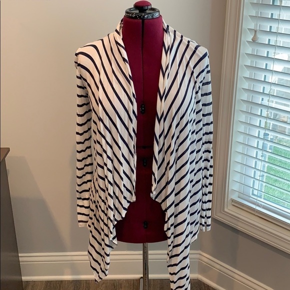 Kenneth cole navy and white striped cardigan - Picture 1 of 5